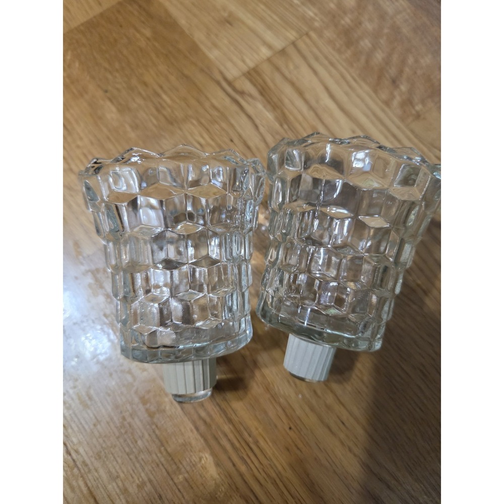 Indiana Whitehall Clear Faceted Cube Votive Sconces Candle Holders Only Lot of 2